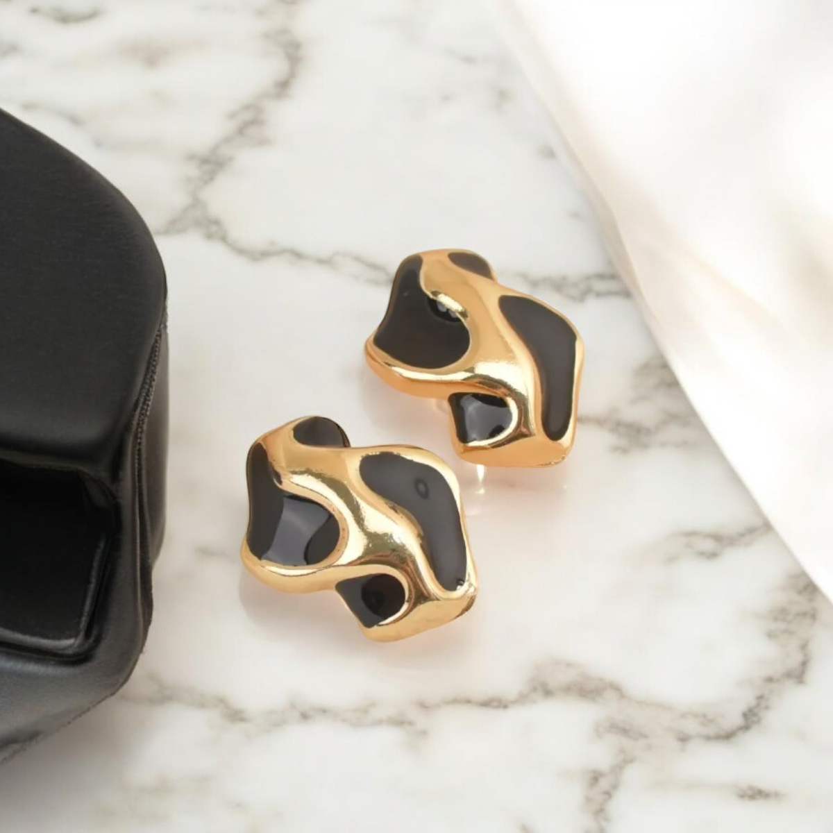 Geometric Marble Stud Earring