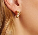 Pearl Geometric Swirl Gold Ear Studs