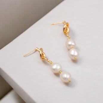 Two Pearl Drop Earring