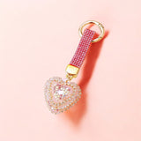 Pink Rhinestone Bursting Heart Keychain