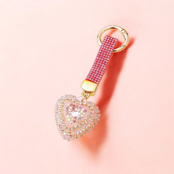 Pink Rhinestone Bursting Heart Keychain