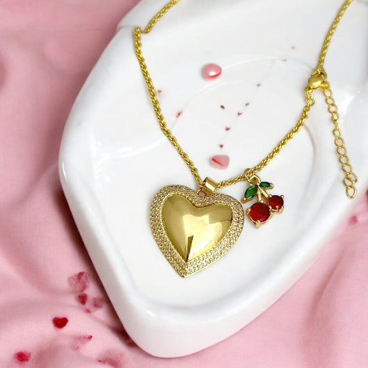 Cherry & Heart Necklace