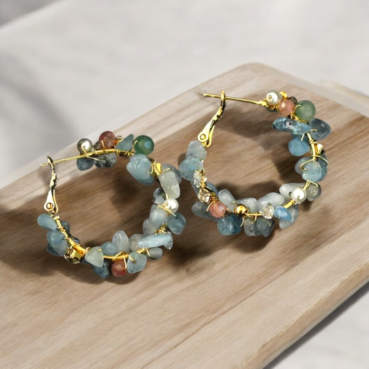 Natural Stone Hoop Earring