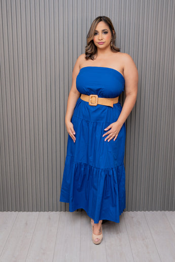 Royal Blue Poplin Tube Dress