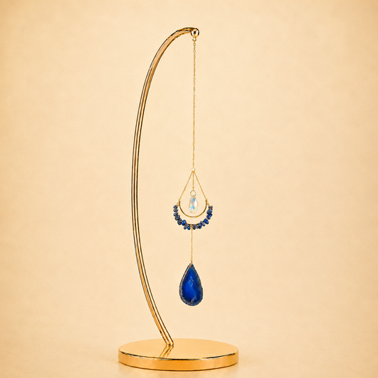 Blue Lapiz Lazuli Crescent Moon Wind Chime
