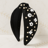 Black Baseball and Pearls Headband