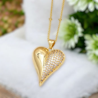 Rhinestone Heart Pendant Necklace