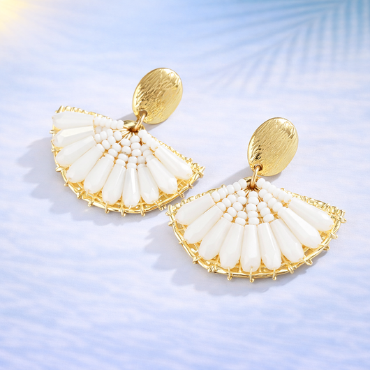 Ivory Breeze Tropical Fan Earring
