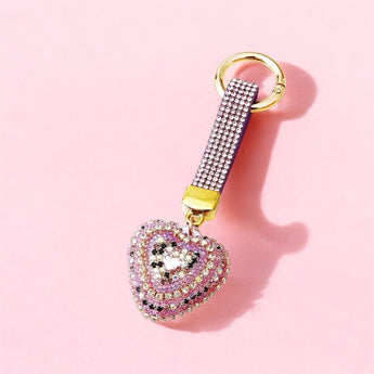 Purple Rhinestone Bursting Heart Keychain
