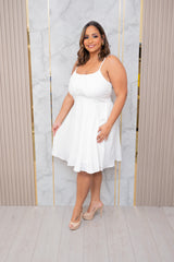 White Fit & Flare Flirty Dress