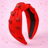 Red Glitter Heart Headband