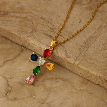 Aurora Teardrop Cross Necklace