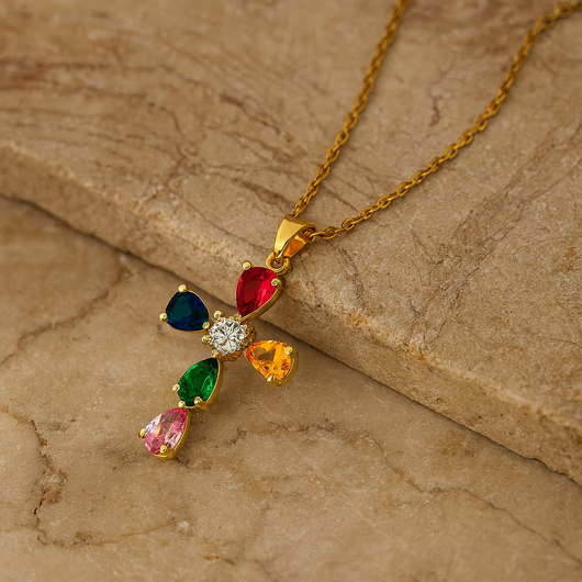 Aurora Teardrop Cross Necklace