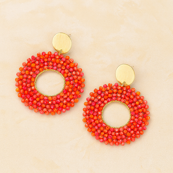 Tangerine Natural Beads Drop Earring