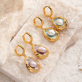 Color Block with Pearls Drop Earring