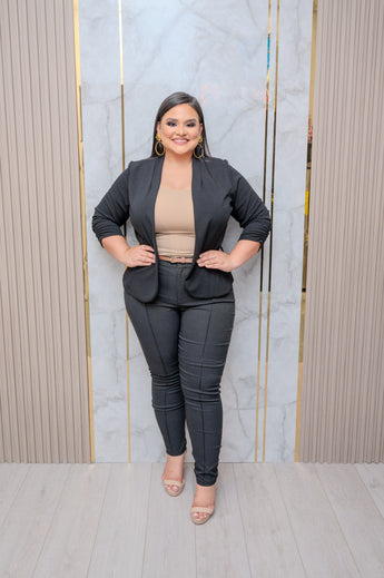 Black High Waist Twill Pants