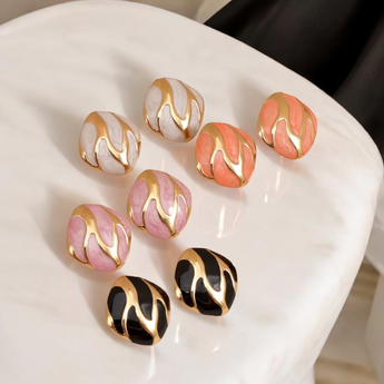 Multi Color Marble Ear Stud