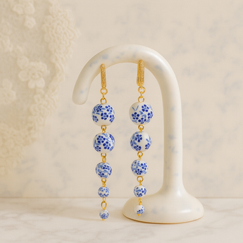 Blue/White Porcelain Beads Drop Earring
