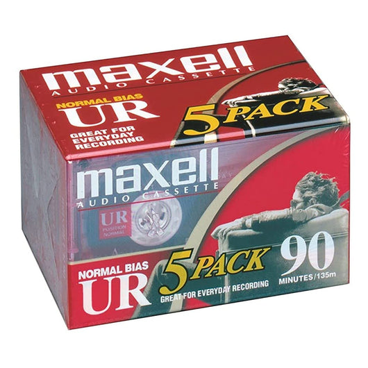 Maxell UR-90 Normal Bias Audio Cassettes 90 Minute (5 Pack with Cases)