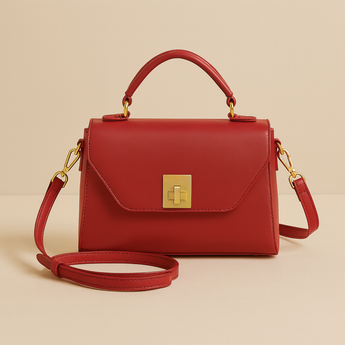 Red Posh Square Magnetic Buckle Bag