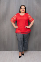 Red Lace Eyelet  Blouse