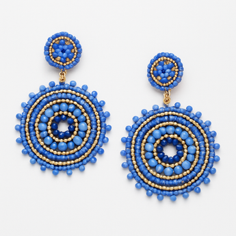 Blue Natural Beads Circle Drop Earring
