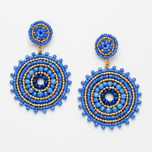 Blue Natural Beads Circle Drop Earring