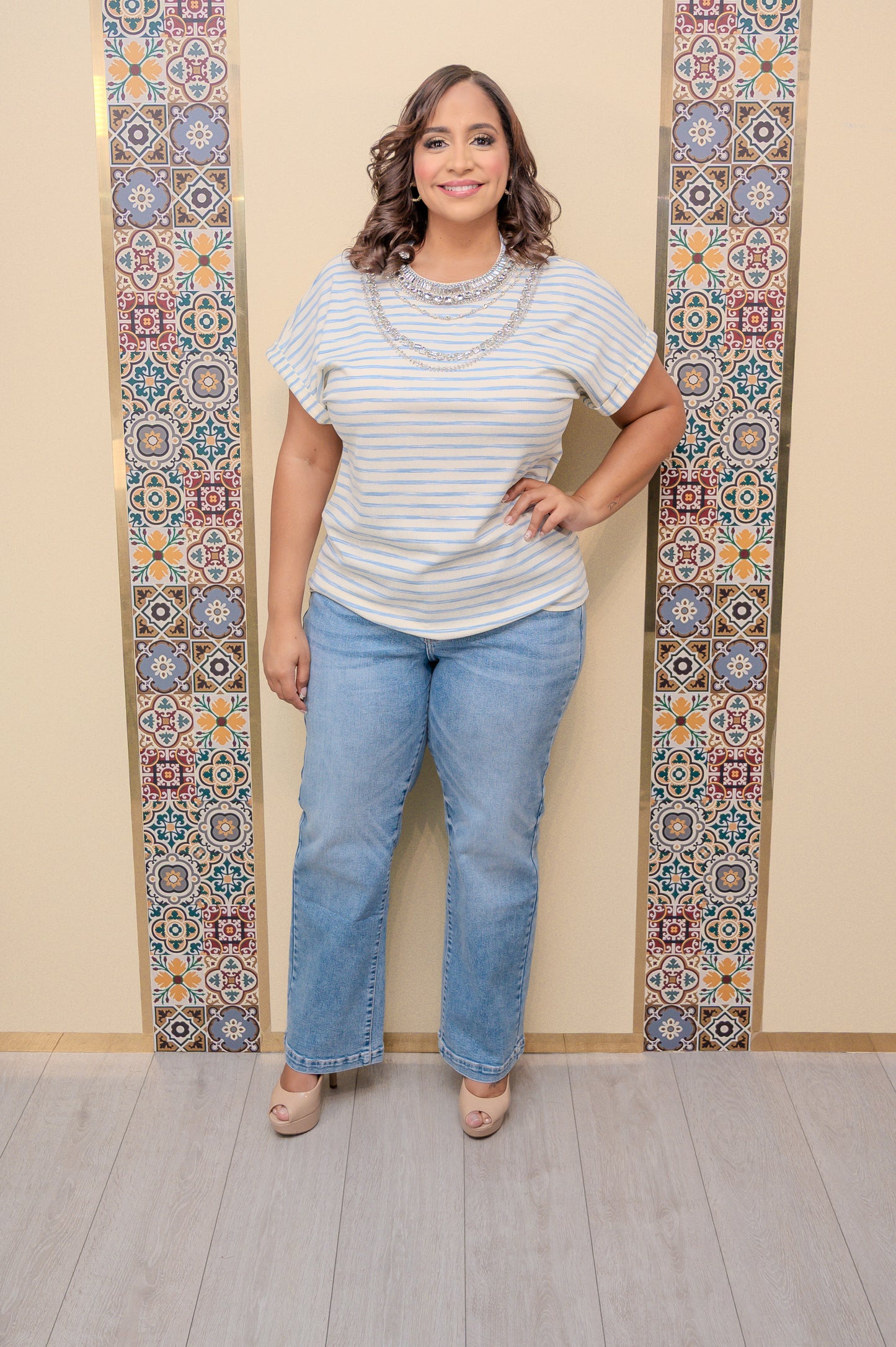 Blue Rhinestone Top