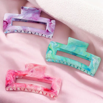 Marble Rectangular Hair Claw