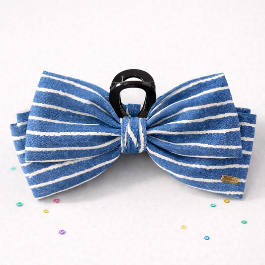 Medium Blue Pinstripe Hair Clip