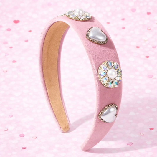 Baby Pink Velvet Heart Headband