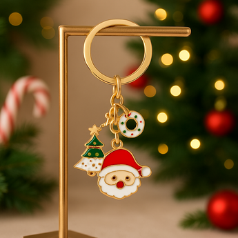 Merry Christmas Red Santa Keychain