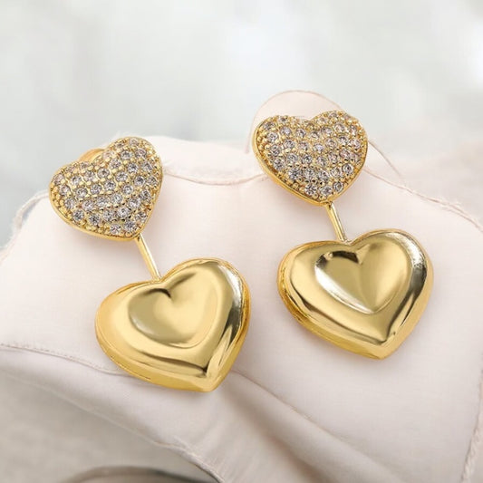 Rhinestone Heart Shaped Drop Earring
