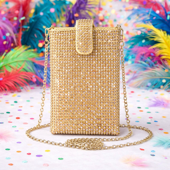 Gold Rhinestone Small Cross Body