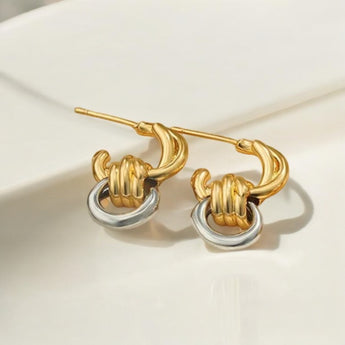 Color Block Silver and Gold Earrings