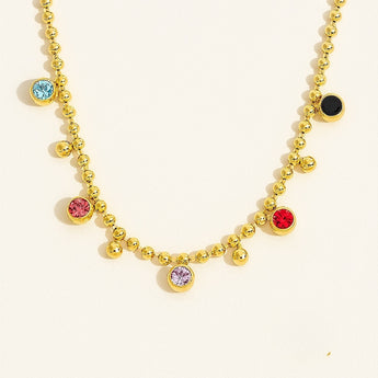 Multi Color Stones Charms Necklace