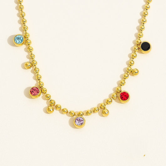 Multi Color Stones Charms Necklace