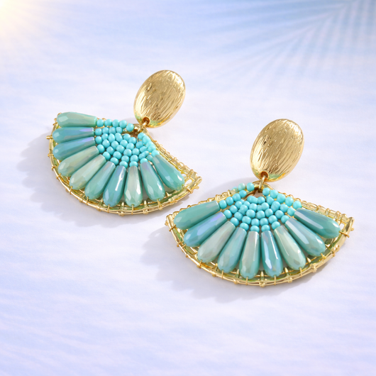 Island Turquoise Tropical Fan Earring
