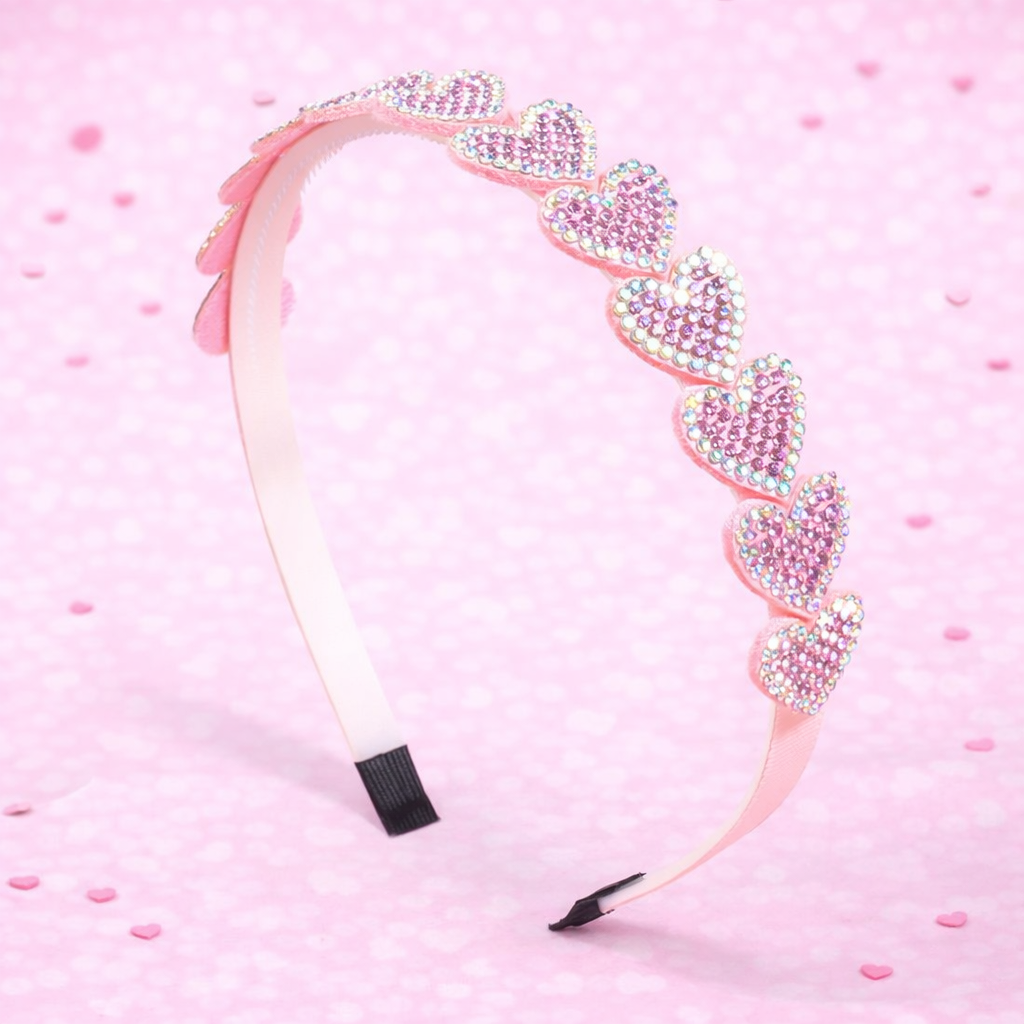 Pink Sparkling Heart Slim Headband