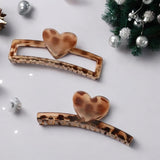 Leopard Print Heart Rectangle Hair Claw