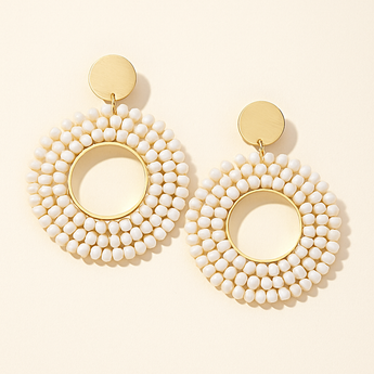 White Beads Drop Earring