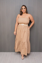 Mocha Poplin Tube Dress