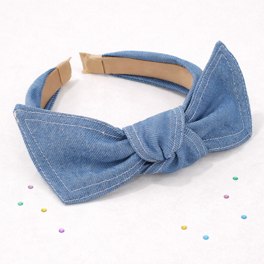 Light Denim Bow Headband