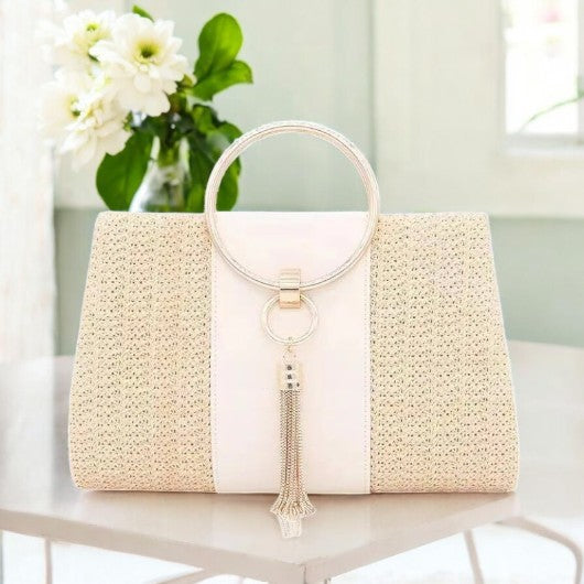 Beige Bamboo Square Handbag