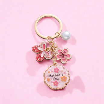 Happy Mother's Day Keychain with Flowers