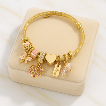 Blooming Heart Charm Bracelet