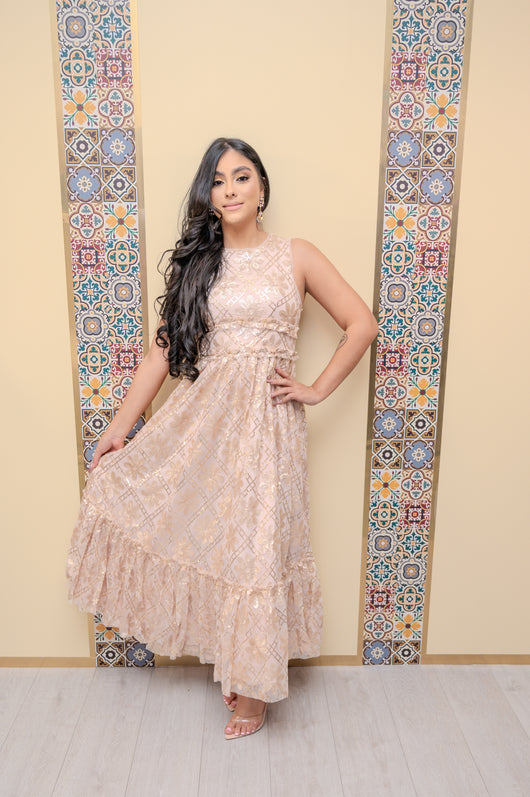 Gold Tied Back Sequin Ruffle Dress Melz Fashion Gold Tied Back Sequin Ruffle Dress Melz Fashion