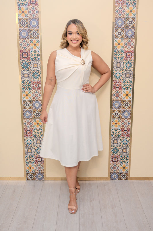 Ivory Sleeveless A Line Dress