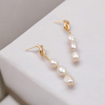 Three Pearl Drop Earring