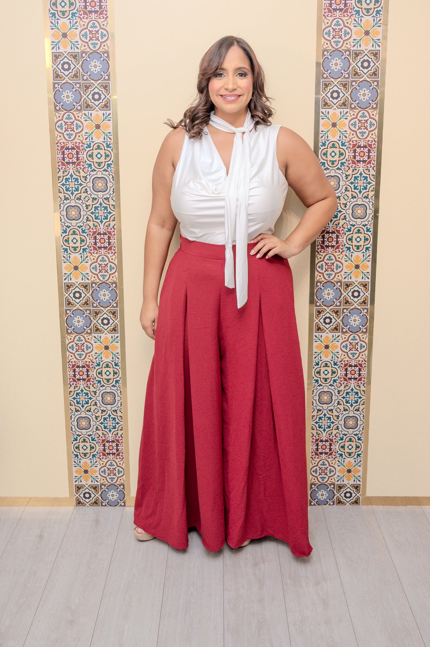 White Neck Tie Top